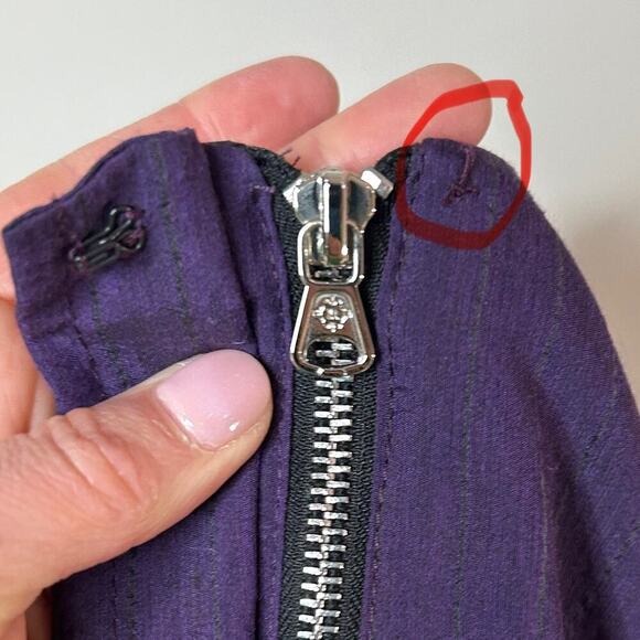 Nanette Lepore Purple Cap Sleeve Knee Length Dress Size 4 Zip Up Front - Picture 10 of 10